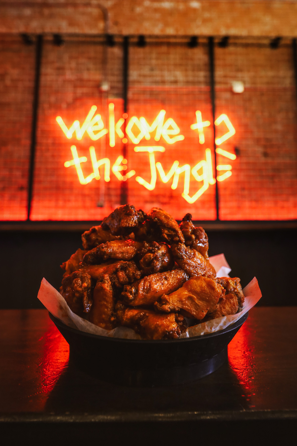 Chicken wings piled high at Rebel & Rogue